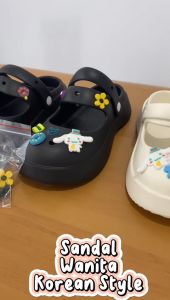 Sandal Karet Wanita Korean Import Style (+Aksesoris) Import W3005 Sandal Baim Kekinian Sandal Kodok Wanita Lucu Import