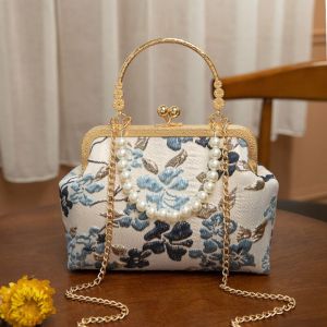 MEIFEI | Fashionable Embroidered Large Capacity Banquet Bag Pearl Handbag Chain Shoulder Bag