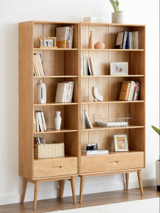 YUANSHI YUANSU | Modern Minimalist Oak Wood Bookshelf