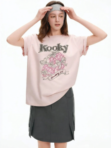 DUSHU | Leopard Strawberry Letter Printed Embroidered T-Shirt