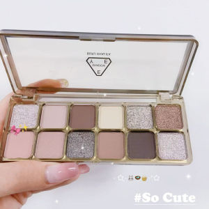 other | 12-Color Cement Eyeshadow Palette Earth Tones Matte Pearl Glitter Waterproof Long-Lasting Korean Makeup Shiny Cold Tea Brown