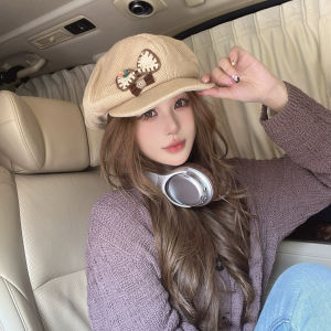Big Head Circumference Fashion Retro Knitting Octagonal Beret Girl Fall and Winter Warm All-Matching Face Slimming Painter Cap Tide