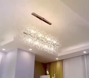 9 kepala Lampu Gantung Mewah Dandelion Kristal Emas Chandelier G9 Pencahayaan Dekoratif Kedai Kopi Restoran Ruang Tamu Kamar Tidur Interior