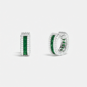 Multicolor Earrings with Pave and Halo Design