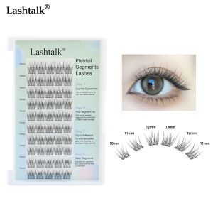 Lashtalk DIY Fishtail Segments False Eyelash Extensions 3D Natural Separated Sections and Dense Volume Mix 10-13mm 10 Rows 50 Clusters Lashes Realistic Thick Makeup Tool