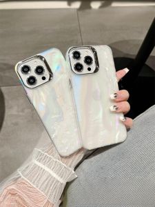 เคสโทรศัพท์แบบเรียบง่ายสไตล์นางฟ้าพร้อมลายหอย ป้องกันการตกหล่น สำหรับ iPhone 15 pro 13 pro 12 pro 11 XR XS