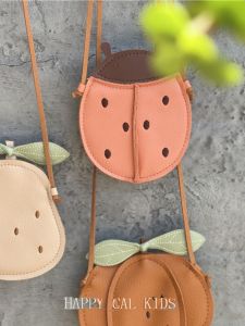 Mini Fruit Pattern PU Leather Crossbody Bag for Babies Eco-friendly Childrens Bag Korean Style Kids Fashion Accessories
