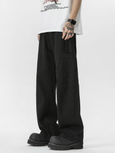 กางเกงยีนส์ทรงตรงสไตล์ย้อนยุคแบบอเมริกัน กางเกงขายาวทรงหลวมสำหรับใส่ทำงาน สีน้ำตาล ผ้าฝ้ายผสม ทรงหลวม ฤดูใบไม้ร่วง 2024