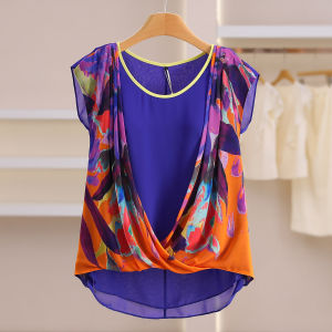 Color Block Layered Flare Hem Tunic Top Women Summer