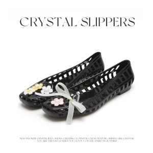 XIXITIAO | Colored Floral Bow Flat Jelly Shoes