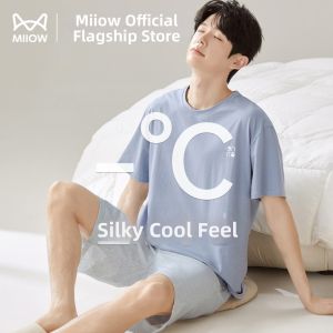 MiiOW | Men Sleepwear Set Light Ice Silk Cool Big Size