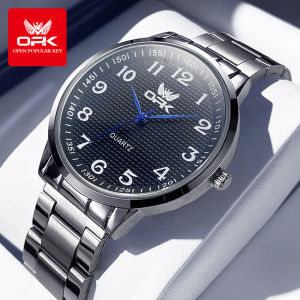 OPK 6008 Golden Stainless steel Mens Watches Roman Scale Checkered Dial Design Watch Man