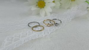 VQYSKO Zircon Braided Interlocking Rings Stackable Anniversary Ring Christmas Gifts For Couple Minimalist