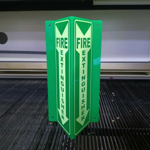 Glow-in-the-Dark Fire Extinguisher Sign – 2-Way Triangular Type for Emergency Visibility