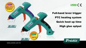 Proskit GK-389B Professional Hot Melt Glue Gun c/w 11mm Glue Sticks 10 sticks - Ideal tool for agglutination and suitable for all kind of environment (ProsKit)