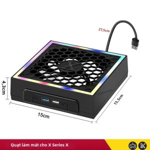 Quạt Làm Mát Dải Đèn Nhiều Màu Sắc Cho Xbox Series X Với 2 Cổng USB Quạt Làm Mát Hàng Đầu Cho Bảng Điều Khiển XSX - Phụ Kiện Giảm Nhiệt Đa Chức Năng
