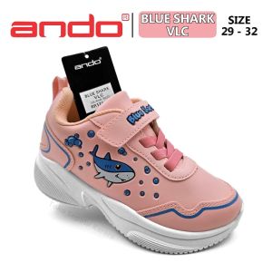 Sepatu Sekolah/Fashion Anak TK SD Perempuan – ANDO – BLUE SHARK VLC – Size 29-32 – Sneakers – Sport