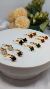 COD Anting Elegant Mewah Earrings Wanita Titanium Model Clover Desy Gantung Tombol Telinga Fashion Wanita Jewerly Premium Anti Karat Aksesoris