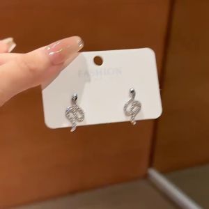 good 999 S925 silver personalized sparkling diamond snake style screw Earrings ES63629