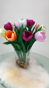 แจกันทิวลิปปลอม ดอกไม้พร้อมแจกัน แจกันดอกไม้ปลอมเหมือนจริง