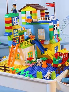 Complete Set Kids Multi Function Building Blocks Table Learning Desk Space Sand Activity Brick Toys Birthday gift Meja Mainan Kanak积木桌