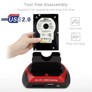 USB 2.0 to IDE SATA hard drive OTB Clone dock all in one hard drive docking station Double Bay 2.5 "3.5" eSATA with card reader