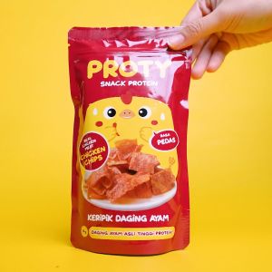 Cemilan Sehat PROTY Chicken Chips Ori(1 pcs)+Pedas(2 pcs) Tinggi Protein