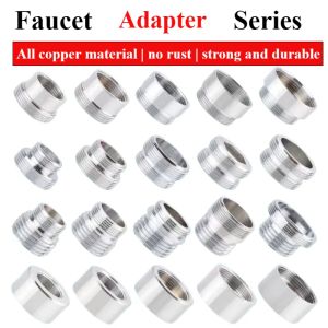 Faucet Adapter 22 Turn 16-32mm Brass Silver Coupler With Sealing Ring Internal and External Fine Tooth Faucet Conversion Thread