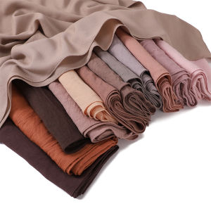 Jifang 90x90cm Soft Breathable Plain Natural Crinkle Wrinkle Pleated Cotton Square Scarf Pashmina Muslim Hijabs Bawal YZ33
