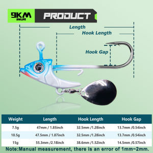 9KM Jig Head Hook 7.5~15g Swimbait Hook with Sequins Spoon Triangle Jig Head for Soft Worm Lure Bionic Fish Head Saltwater