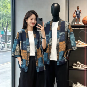 Áo Cardigan Dáng Rộng Phong Cách Trung Quốc Mùa Hè Chất Liệu Cotton và Gai