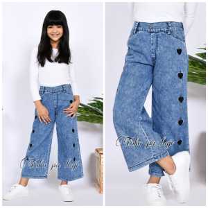 Celana Kulot Jeans Bordir Love Anak