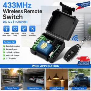 PH (Philippines Stock) 433MHz RF Wireless Remote Control Switch 1CH 10A Relay Receiver Module Dry Contact DC12V‑30V AC110‑220V For LED/Gate Door/Lamp/Fan/TV
