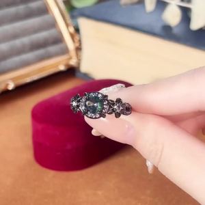 Huita Special Style Black Women Ring Inlaid Bright Rainbow Cubic Zirconia Trendy Party Lady Accessories Vintage Chic Jewelry