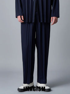 Casual Loose Straight Leg Paper Folding West Pants Spring Summer Thin Design Japanese Style Business Casual Polyester Fiber