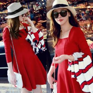 CFBOUTIQUE Premium Korea Style 3/4 Sleeve Skater Dress