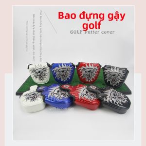 Bao Đậy Gậy Putter Golf PU Khóa Từ Hình Sọ Thêu Nửa Tròn