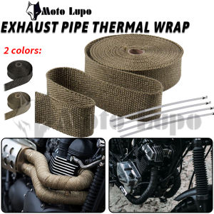 Moto Lupo 5M&5CM Motorcycle Exhaust Manifolds Glass Fiber Cloth Heat Resistant Cloth Thermal Wrap Insulation Tape with 4Pcs Stainless Ties