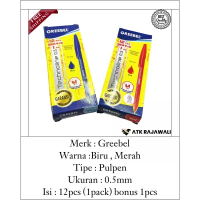 Pulpen Greebel Technoline (1pack) | Pulpen Greebel | Pulpen HitamBiruMerah