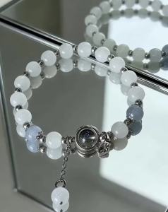 New Unique Dreamy Blue Moonstone Cat Eye Pendant Crystal Bead Bracelet Party Jewelry Gift For Women