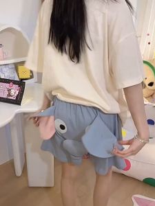 Pajama Elastic Band Funny Little Elephant Loose Short for Couples Anime Sanrioed Pyjama Trousers Kawaii Hangyodon Elephant Household Summer Originality Toy Leisure Beach Pants Couple Gift