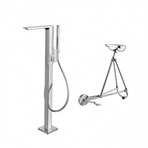 Floor Mounted Bathroom Faucet Handheld Shower Mixer