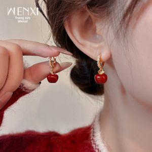 WENXI | Đôi Bông Tai Táo Đỏ Độc Đáo