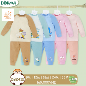 Bộ dài tay thu đông Dokma bé trai - bé gái chất modal - viscose mềm mại (9-36m) (DB2412 - DB3176)