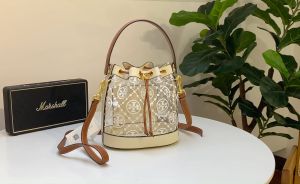 TB Monogram Presbyteria Bucket Bag Clear drawstring Hand straddle Bag for women