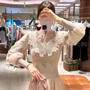 ECLAIRE 003 Blouse Knit Rajut Organza Lace Embroidery Korea Bohemia Classy Vintage Import zgog