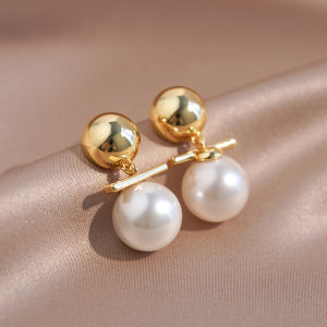 Pianist | Golden French Style Pearl Earrings S925 Sterling Silver