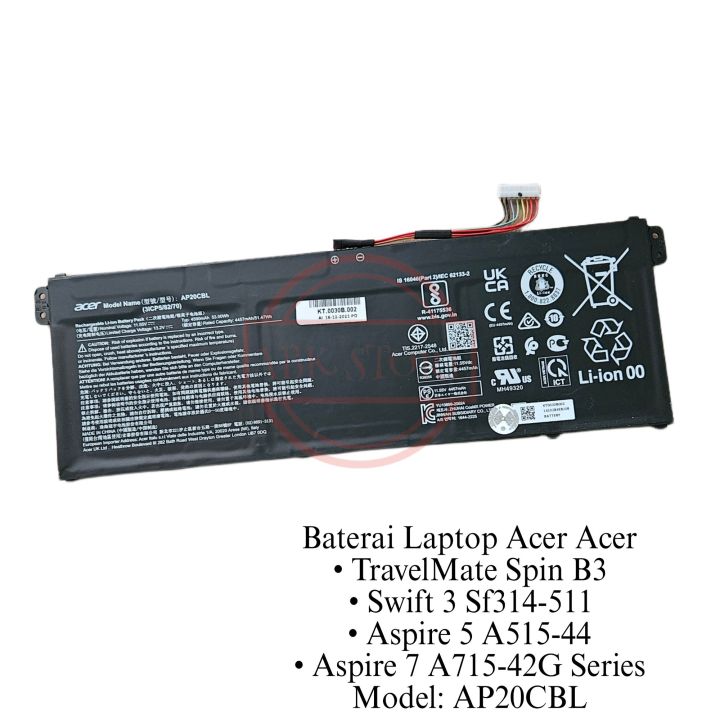 Batterie AP20CBL / AP20CDL 11,55 V 4590 MAh 53 Wh Pour Acer Aspire 5 A515 / A514 / TravelMate – Remplacement Fiable