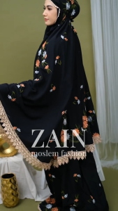Mukena Bordir Floral Bordir Klasik dengan Motif Bunga Elegan