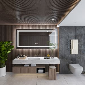 กระจกห้องน้ำติดกำแพงไฟ Led หรี่แสงได้ติดในกระจกเงาโต๊ะเครื่องแป้งกันหมอกพร้อมไฟ3สี